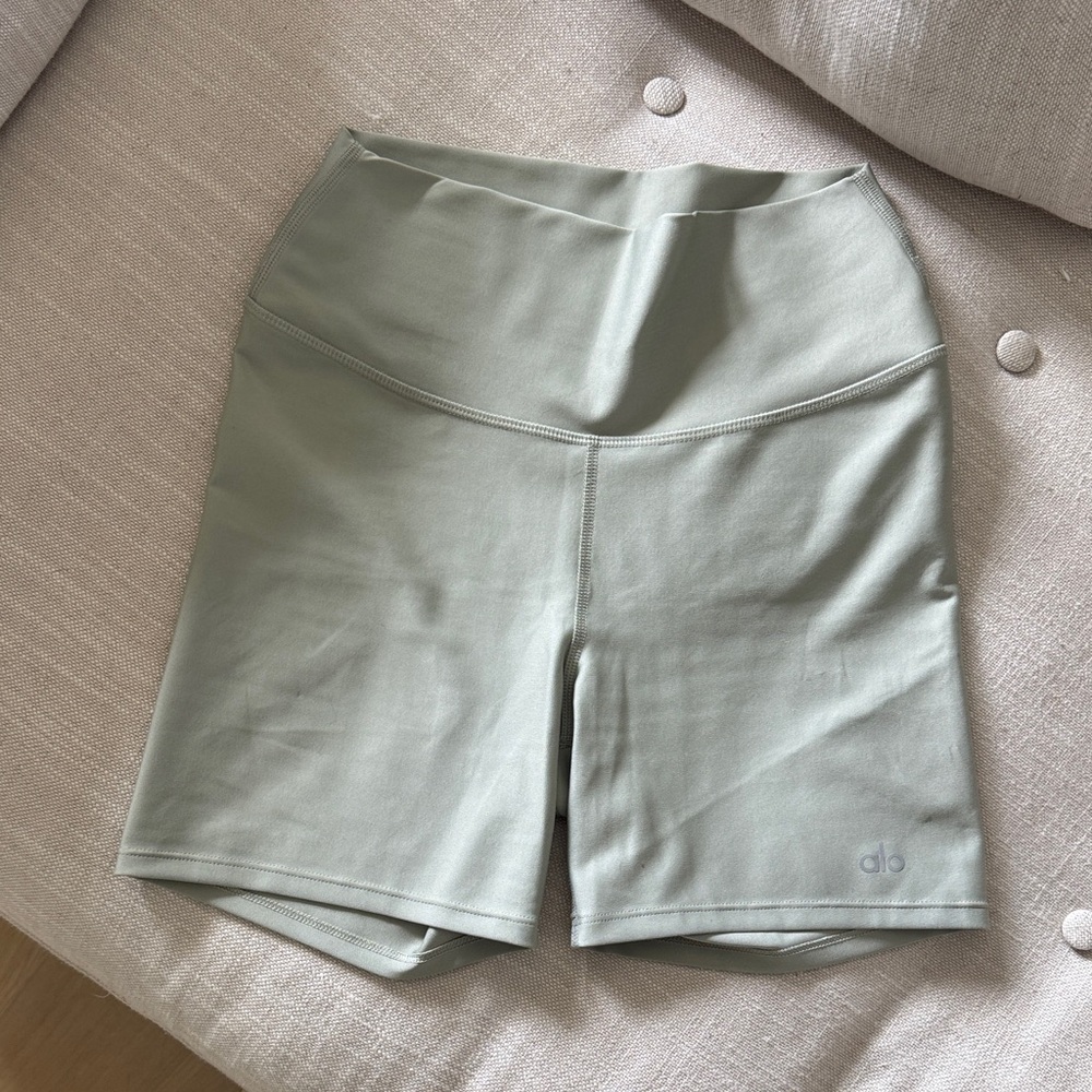 ALO Yoga Light Green Bike Shorts